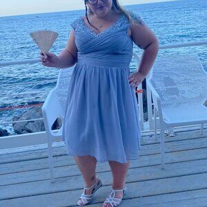 Little Mistress Bridesmaid Embellished Lace Midi Dress – Grey – US 12 (UK 16)